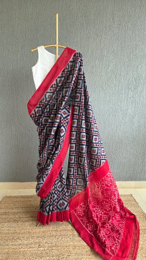 'COLOUR EQUATION' Handwoven Pochampally Ikat Cotton Saree