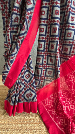 'COLOUR EQUATION' Handwoven Pochampally Ikat Cotton Saree