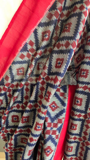 'COLOUR EQUATION' Handwoven Pochampally Ikat Cotton Saree