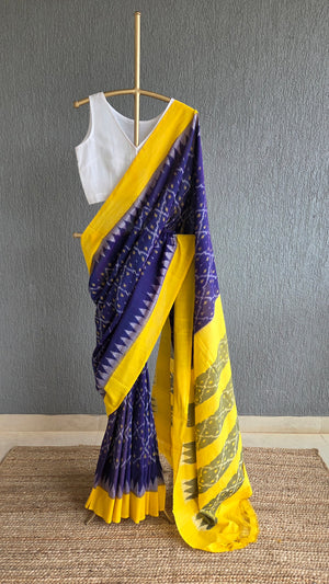 'OPPOSITES ATTRACT' Handwoven Pochampally Ikat Cotton Saree