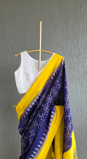 'OPPOSITES ATTRACT' Handwoven Pochampally Ikat Cotton Saree