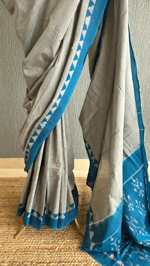 'LUMINOUS INTERVAL' Handwoven Pochampally Ikat Cotton Saree