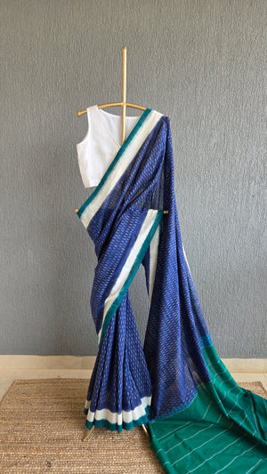 'COLOUR FREQUENCY' Handwoven Pochampally Ikat Cotton Saree
