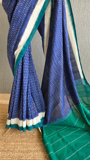 'COLOUR FREQUENCY' Handwoven Pochampally Ikat Cotton Saree