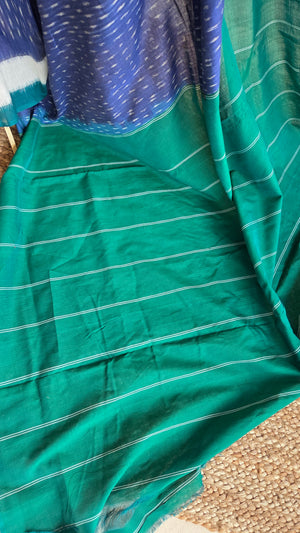 'COLOUR FREQUENCY' Handwoven Pochampally Ikat Cotton Saree