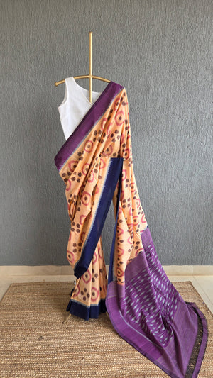 'COLOUR FIELD' Handwoven Pochampally Ikat Cotton Saree