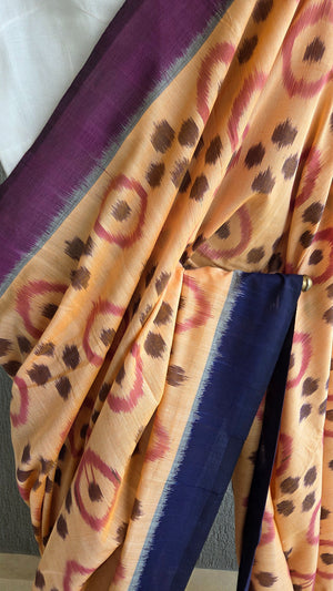 'COLOUR FIELD' Handwoven Pochampally Ikat Cotton Saree