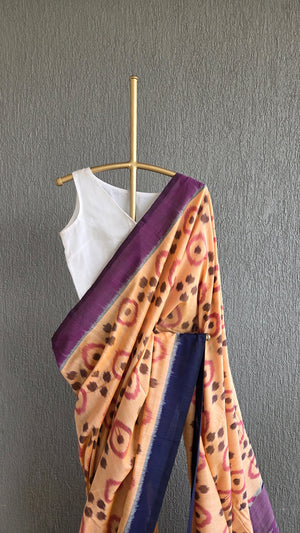 'COLOUR FIELD' Handwoven Pochampally Ikat Cotton Saree