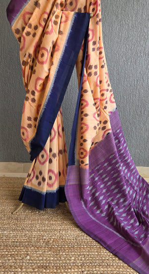'COLOUR FIELD' Handwoven Pochampally Ikat Cotton Saree