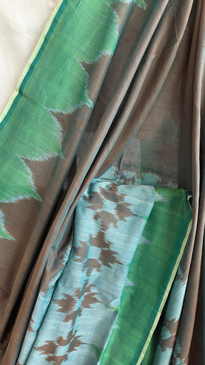 'HUE IN TRANSIT' Handwoven Pochampally Ikat Cotton Saree