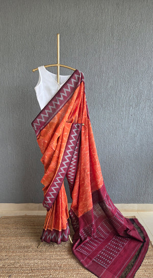 'VISUAL TEMPERATURE' Handwoven Pochampally Ikat Cotton Saree