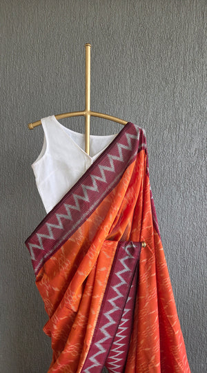 'VISUAL TEMPERATURE' Handwoven Pochampally Ikat Cotton Saree