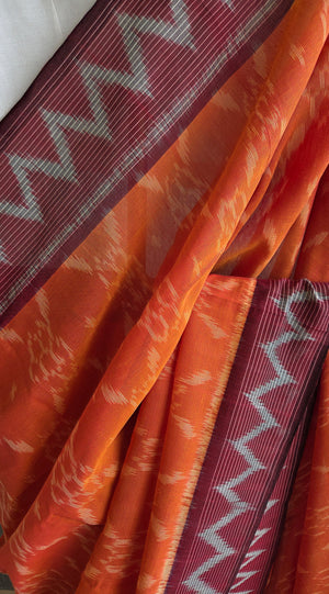 'VISUAL TEMPERATURE' Handwoven Pochampally Ikat Cotton Saree
