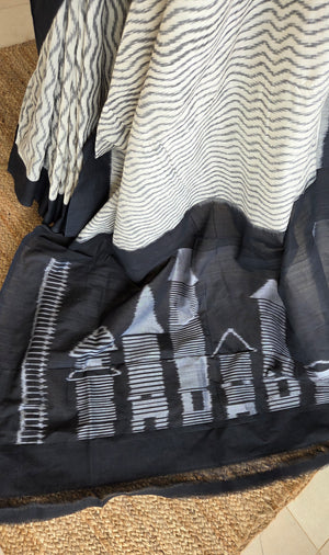 'REFRACTION' Handwoven Pochampally Ikat Cotton Saree
