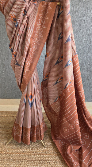 'THE THIRD COLOUR' Handwoven Pochampally Ikat Cotton Saree