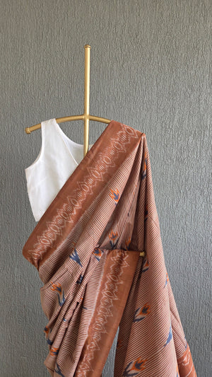 'THE THIRD COLOUR' Handwoven Pochampally Ikat Cotton Saree