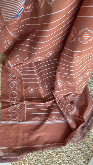 'THE THIRD COLOUR' Handwoven Pochampally Ikat Cotton Saree
