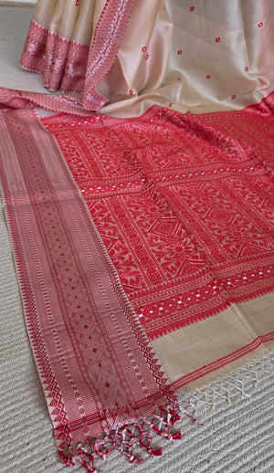 'NARAYANI' Handwoven Bengal Tussar Silk Saree