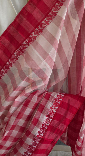'VINODINI' Handwoven Cotton Dhonekhali saree