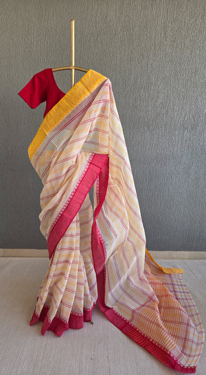 'ULLASINI' Handwoven Cotton Dhonekhali saree