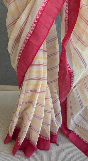 'ULLASINI' Handwoven Cotton Dhonekhali saree