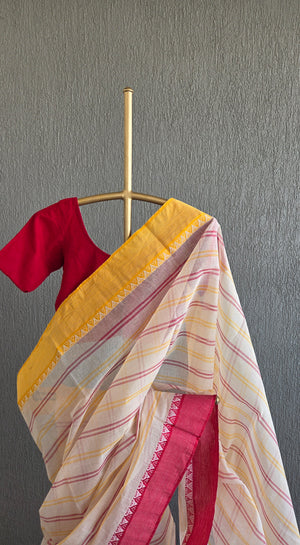 'ULLASINI' Handwoven Cotton Dhonekhali saree