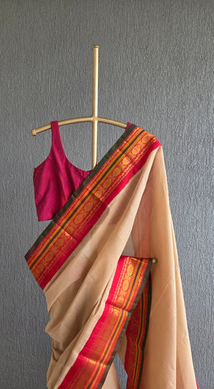 'SURYAKANTI' Handwoven Silk-Cotton Gadwal Saree