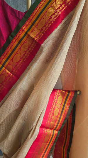 'SURYAKANTI' Handwoven Silk-Cotton Gadwal Saree