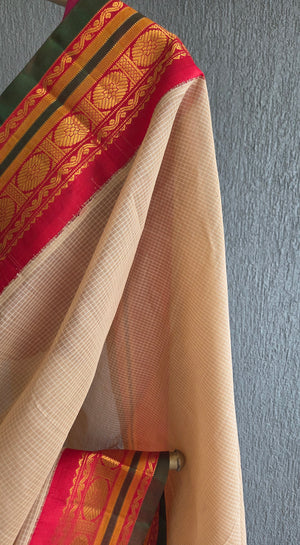 'SURYAKANTI' Handwoven Silk-Cotton Gadwal Saree