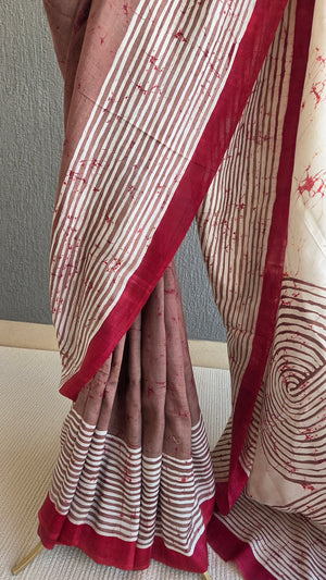 'TVARITA' Hand-painted Batik on Handwoven Mulberry silk