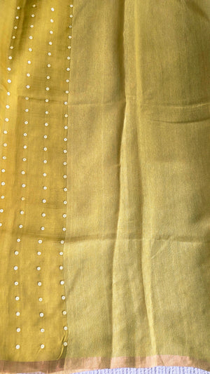 'TAVISHI - LIME YELLOW' Handwoven Resham Saree