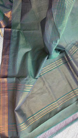 'CHARULATA: GREEN' Handwoven Cotton Mangalagiri Saree