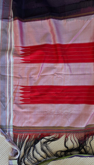 'HONNUHOLE' Handwoven Ilkal Silk Pallu Saree