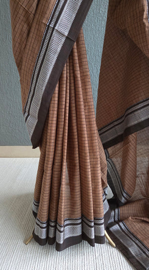 'VEDAVATHI' Handwoven Ilkal Silk Pallu Saree