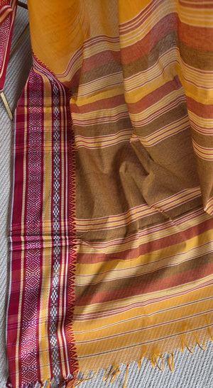 'ANWESHA: Mango Yellow' Handwoven Begumpuri Saree