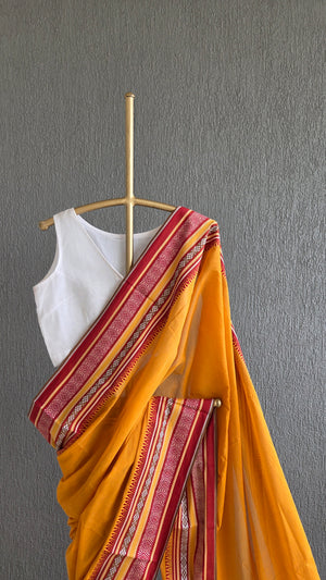 'ANWESHA: Mango Yellow' Handwoven Begumpuri Saree