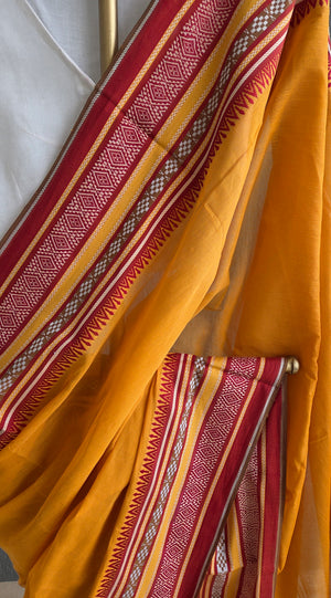 'ANWESHA: Mango Yellow' Handwoven Begumpuri Saree
