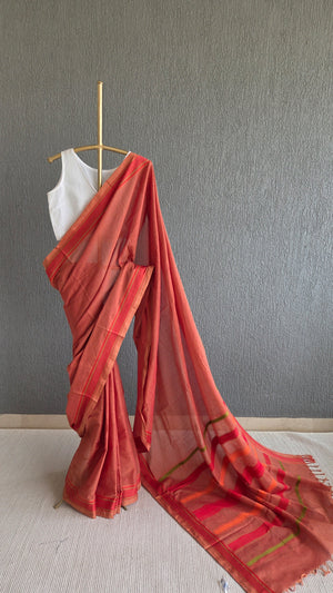 'KOYILI: TERRACOTTA' Handwoven Begumpuri Saree
