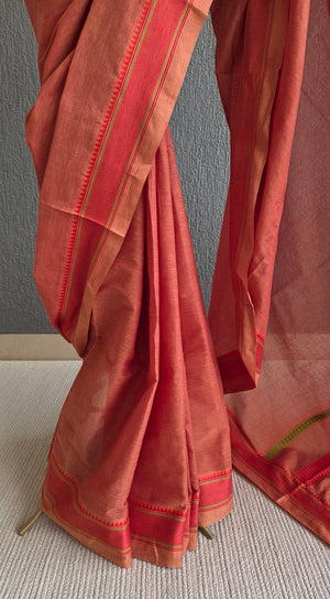 'KOYILI: TERRACOTTA' Handwoven Begumpuri Saree