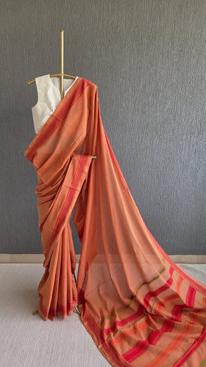 'KOYILI: LIGHT SALMON' Handwoven Begumpuri Saree