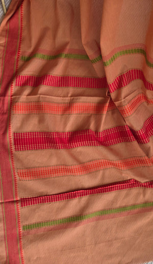 'KOYILI: LIGHT SALMON' Handwoven Begumpuri Saree