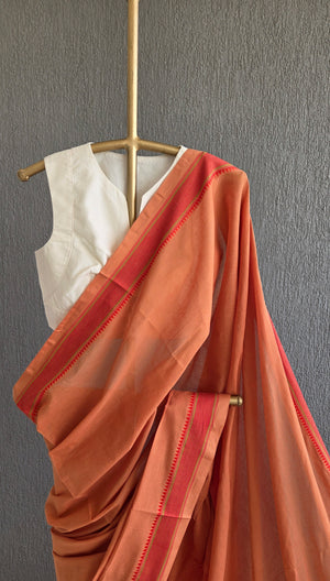 'KOYILI: LIGHT SALMON' Handwoven Begumpuri Saree