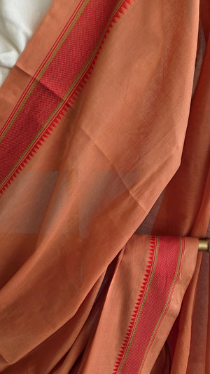 'KOYILI: LIGHT SALMON' Handwoven Begumpuri Saree