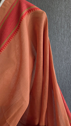 'KOYILI: LIGHT SALMON' Handwoven Begumpuri Saree