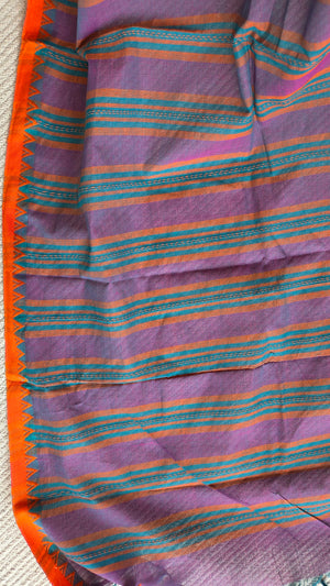 'RHEA: Purple Dual-toned' Handwoven Begumpuri Cotton Saree