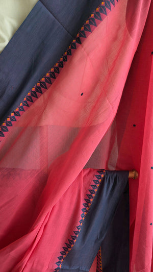 'HAIMANTI: DEEP PUNCH PINK' Handwoven Begumpuri Saree