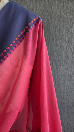'HAIMANTI: DEEP PUNCH PINK' Handwoven Begumpuri Saree