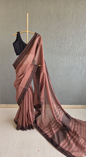 'JYOTSNA: BROWN' Handwoven Begumpuri Saree