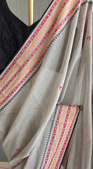 'BIBHA: Grey' Handwoven Begumpuri Saree