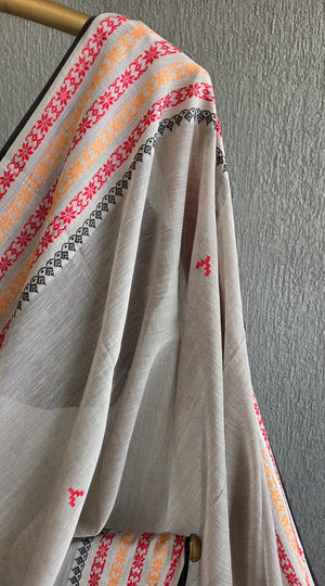 'BIBHA: Grey' Handwoven Begumpuri Saree